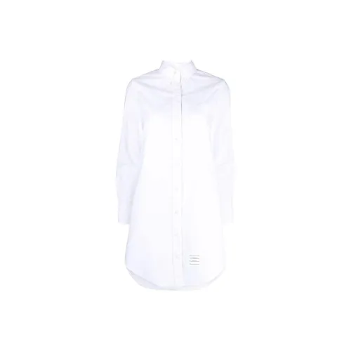 THOM BROWNE Crinkled Curved Hem Shirt Dress