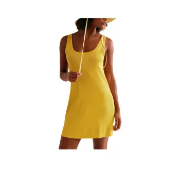 FREE PEOPLE Tracey Mini Sleeveless Dress Women's Bamboo/Straw Color