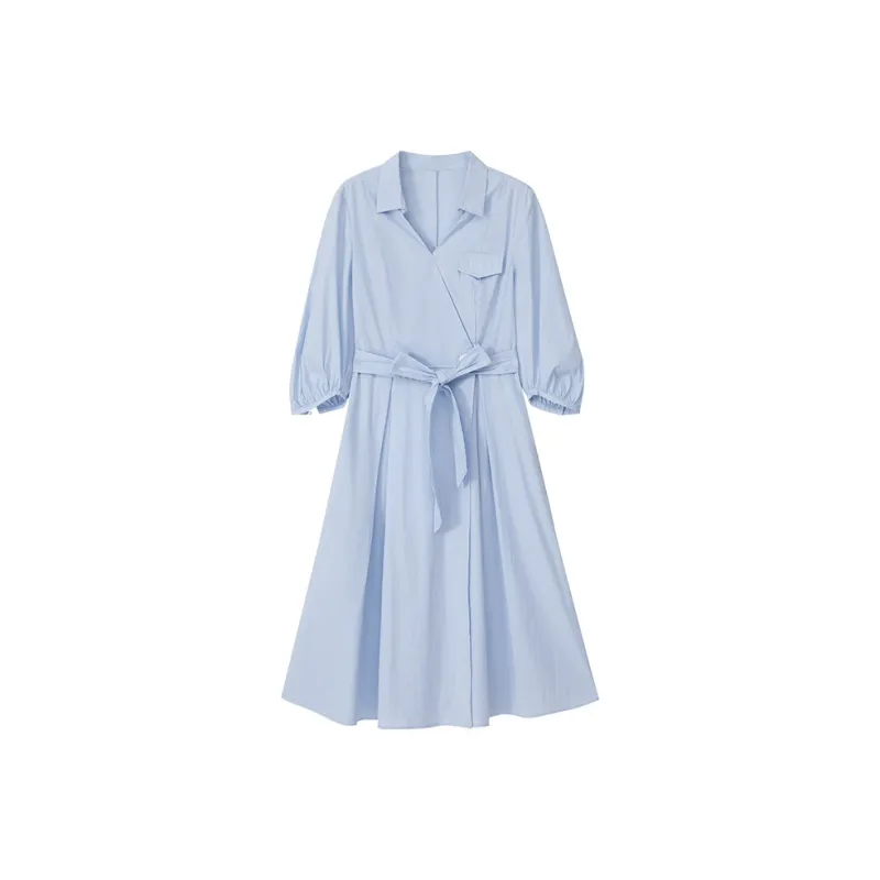 Katie Ermilio Short Sleeved Dress Women's Blue-0