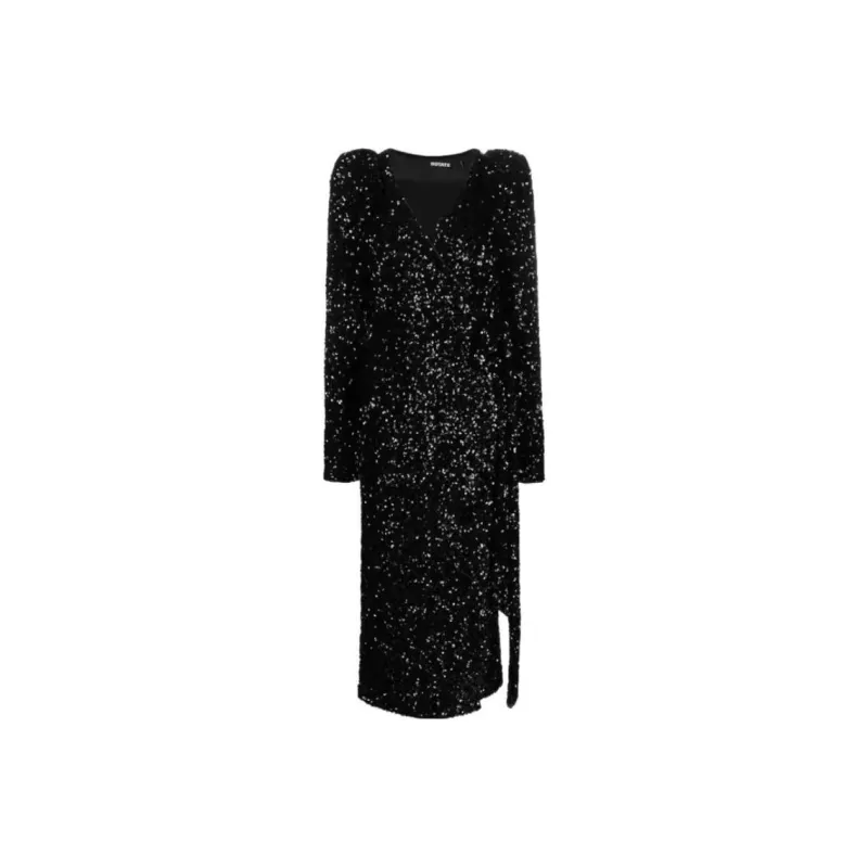 Rotate Sequin embellished Wrap Midi Dress-0