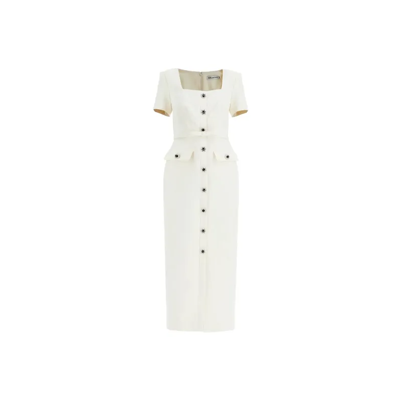 Self portrait Crepe Button Midi Dress-0