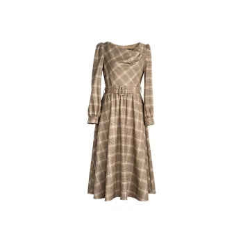 ROEYSHOUSE Long Sleeved Dresses Women's Plaid