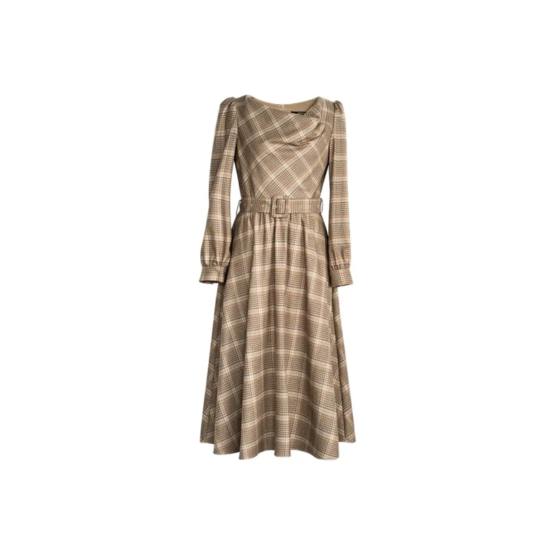 ROEYSHOUSE Long Sleeved Dresses Women's Plaid-0