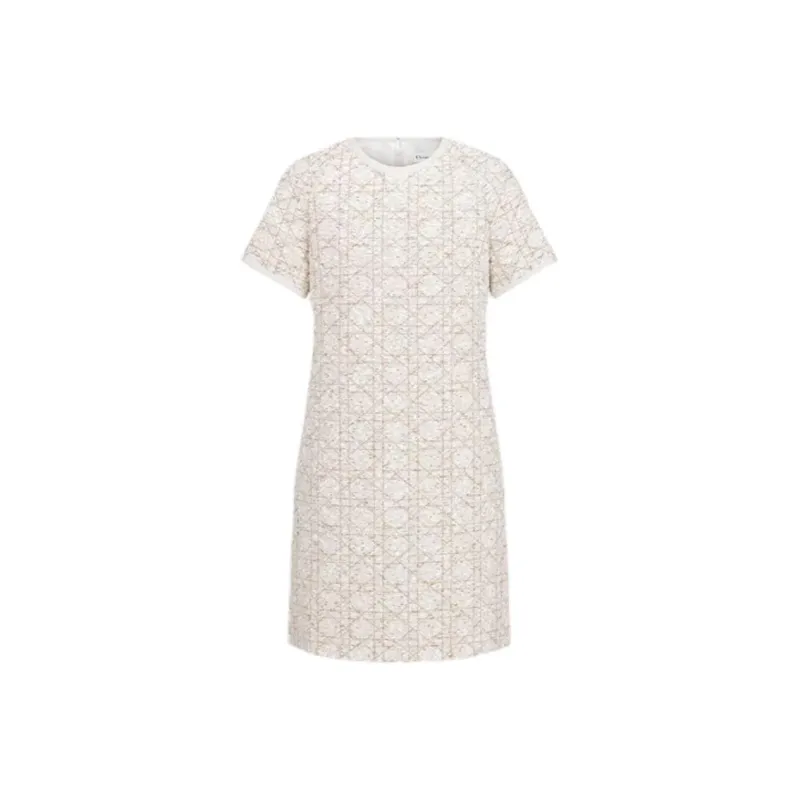 DIOR Short Sleeved Dresses Women's Beige-0