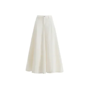 Wen Shan Denim Long Skirts Women's White