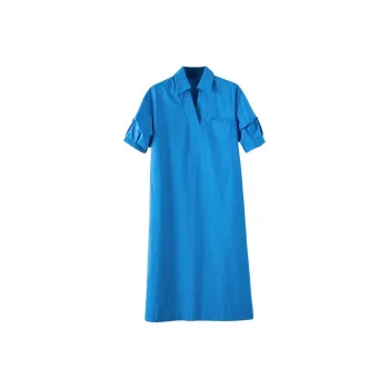 Late White Short Sleeved Dress Women's Blue