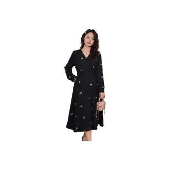 DAMABAIFENBAI Long-Sleeved Dresses Women's Black