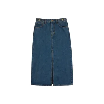 COACH FW24 Denim Long Skirt Women's Dark Blue