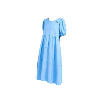 MUGUOGUOMU Summer Short Sleeved Dress Loose Fit Women's Ice Blue