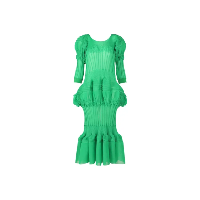 ISSEY MIYAKE Long-Sleeved Dresses Women's Green-0