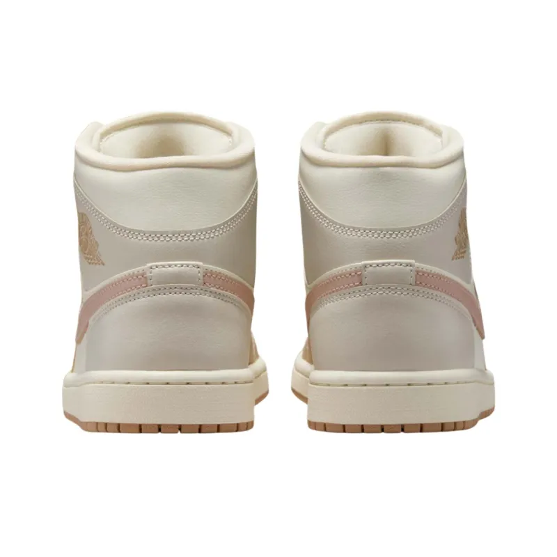 Jordan Air Jordan 1 Anti Slip Wear Resistant Mid Top Vintage Basketball Shoes Women's White Brown-3