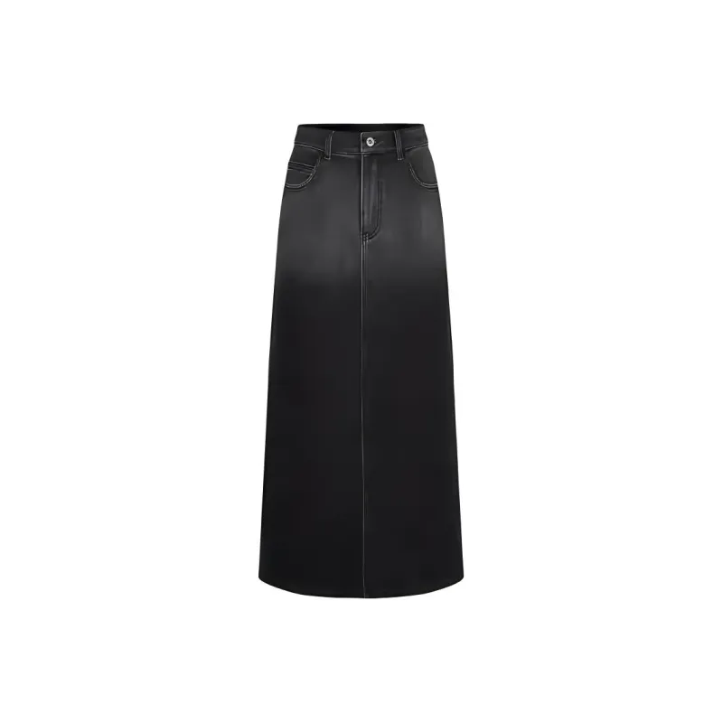 JZ. ANNAKRO Denim Long Skirts Women's Black Gray-0