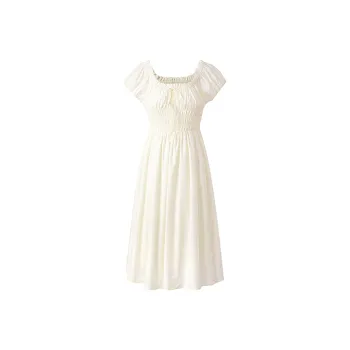 LEDIN Short Sleeved Dress Women's Beige Yellow