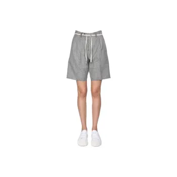 ASPESI Tie Waist Flannel Bermuda Shorts