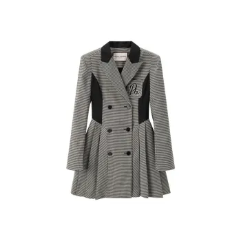 PEACEBIRD Long-Sleeved Dresses Women's Black Pattern