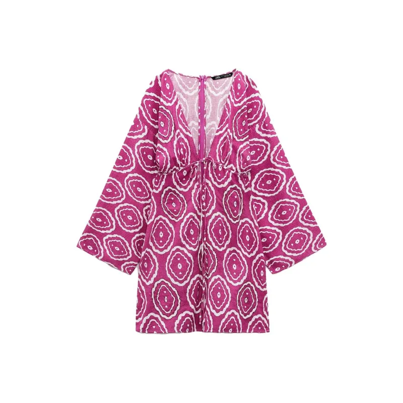 ZARA Long-Sleeved Dresses Women's Dark Purple Red-0
