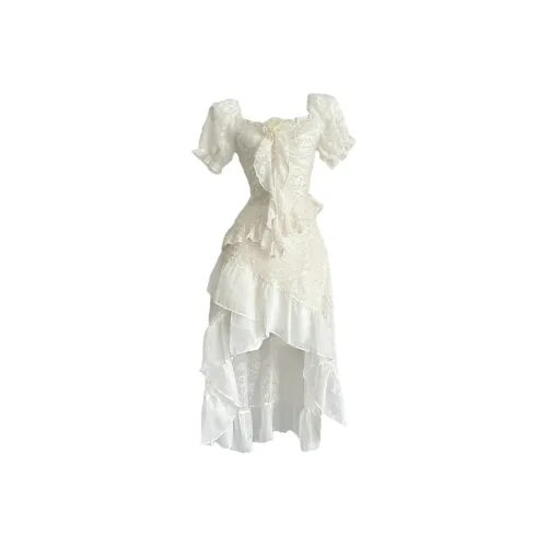 PLANE DRIFT Short Sleeved Dresses Women's Apricot