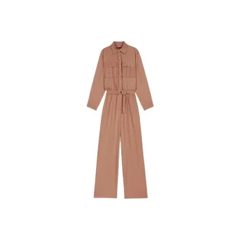 Maje Long-sleeve Belted Jumpsuit