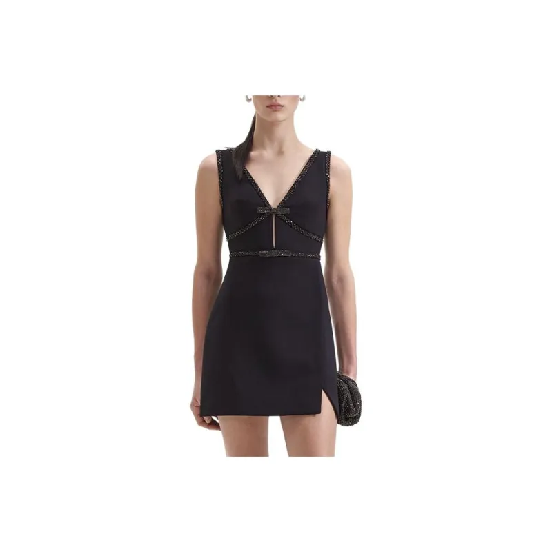 Self portrait Sleeveless Dress Women's Classic Black-0
