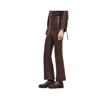 HERMES Leather Pants Women's Red