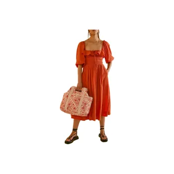 FREE PEOPLE Oasis Midi Dress Long-Sleeved Dresses Women's Red Mango