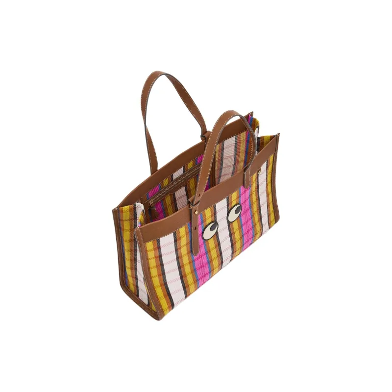 Anya Hindmarch Recycled Mesh Eyelet Fabric Tote Bag, Shopping Bag, Shoulder Bag Women's Strawberry Pink With Multicolor-3