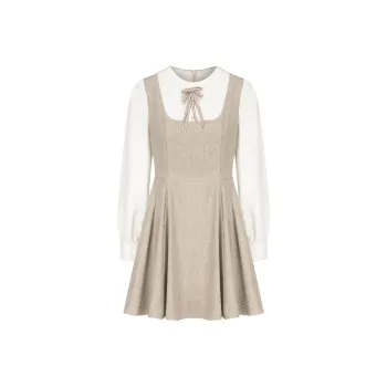 Incolore Long Sleeved Dresses Women's Milk Tea Stuffed Apricot