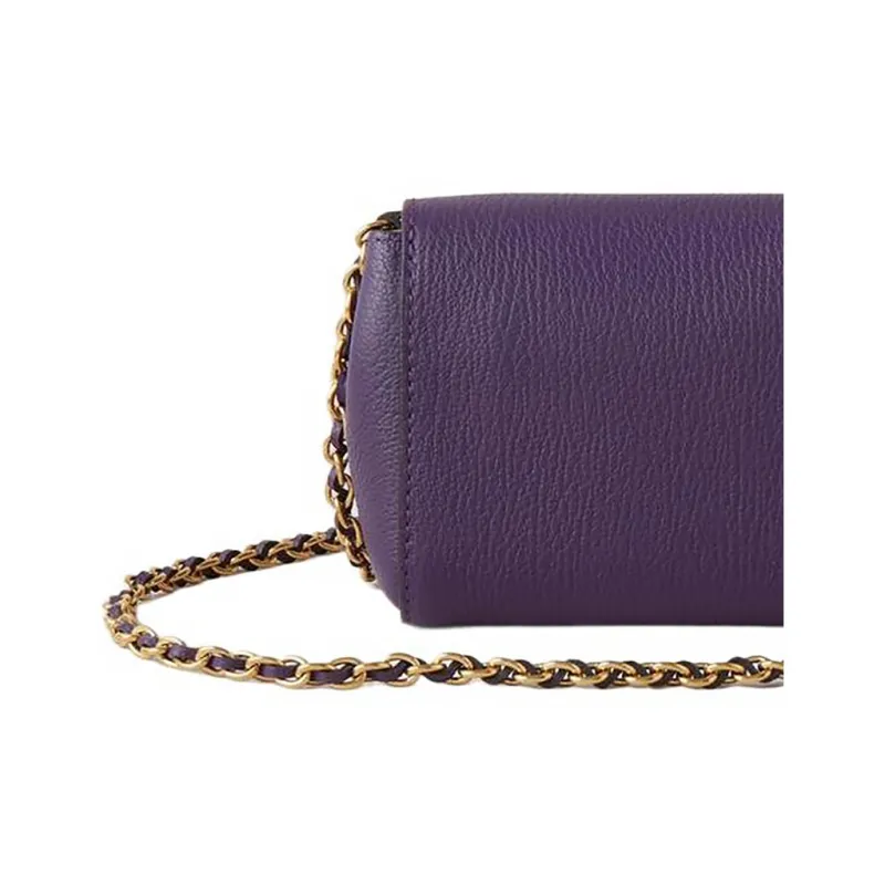 Mulberry Lily Cow Leather Messenger Bag, Crossbody Bag, Shoulder Bag Mini Women's Purple-4