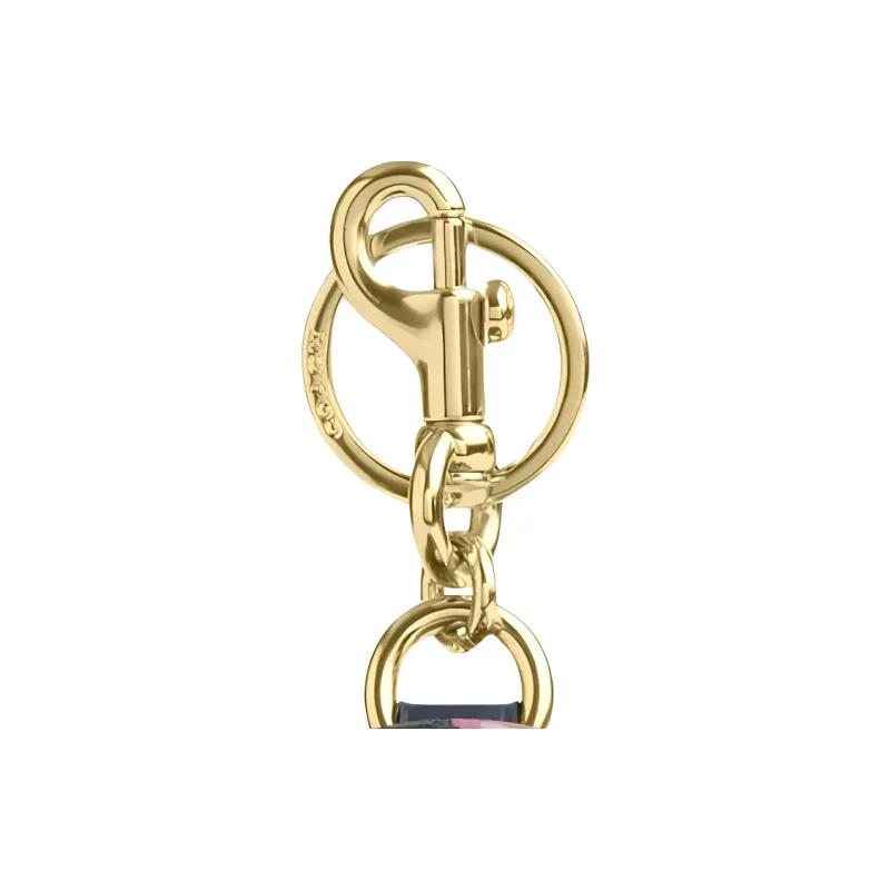 COACH Court Coated Canvas With Smooth Leather Bag Accessory Mini Women's Gold With Denim Multicolor-3