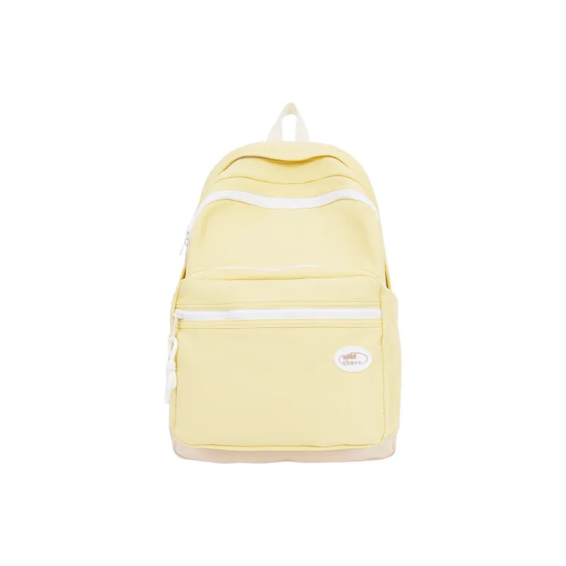 Yalu Nylon Fabric Backpack Regular Unisex Black/White/Blue/Pink/Custard-0