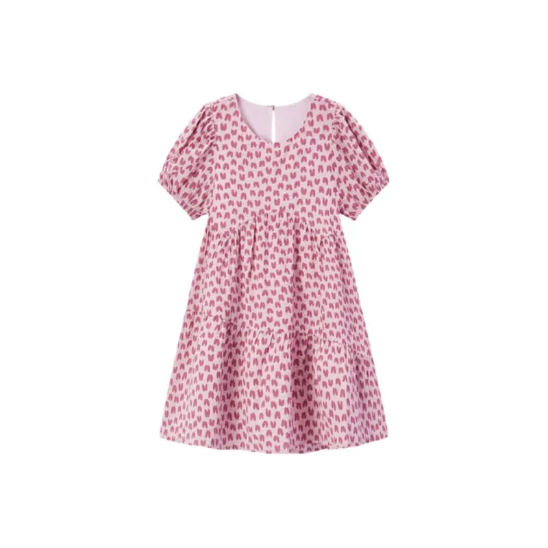 EICHITOO Short Sleeved Dresses Women's Pink Pattern-0