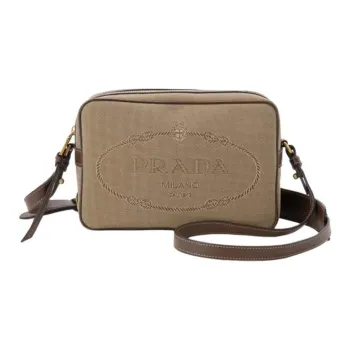 PRADA Jacquard Fabric Crossbody Bag, Shoulder Bag Women's Beige