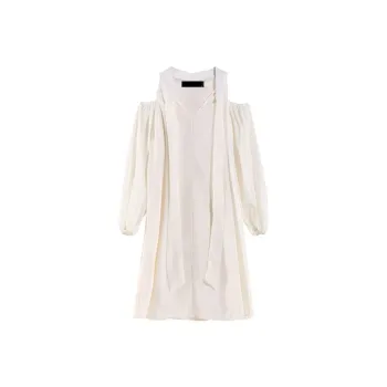 AFGGD Long Sleeved Dresses Women's White