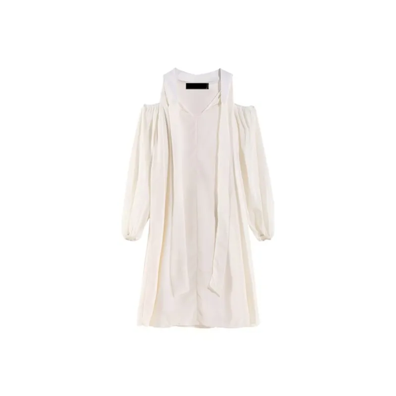 AFGGD Long-Sleeved Dresses Women's White-0