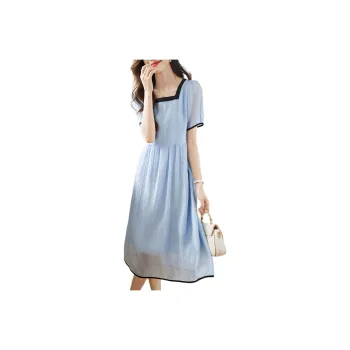 Mo Han Yi Mei Short Sleeved Dresses Women's Blue
