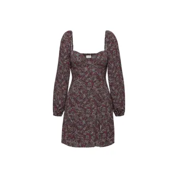 ARITZIA Wilfred Novella Dress Long-Sleeved Dresses Women's Black Wine Red/Black Base Burgundy