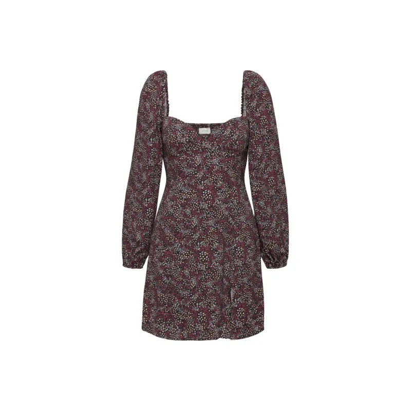 ARITZIA Wilfred Novella Dress Long-Sleeved Dresses Women's Black Wine Red/Black Base Burgundy-0