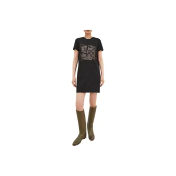 HERMES Short Sleeved Dress Women's Black