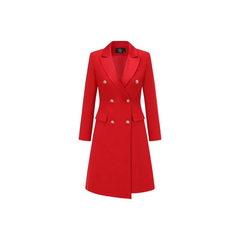 ONE SHALLOW Suit Dress Long Sleeved Dress Women's Red-0