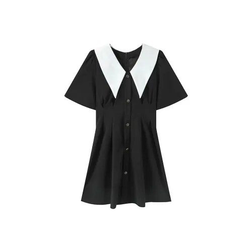 AFGGD Short Sleeved Dresses Women's Black
