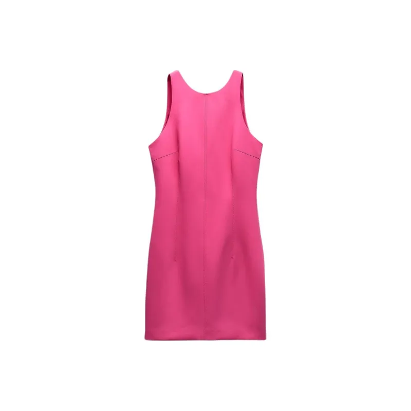 ZARA Sleeveless Dress Women's Dark Purple Red-0