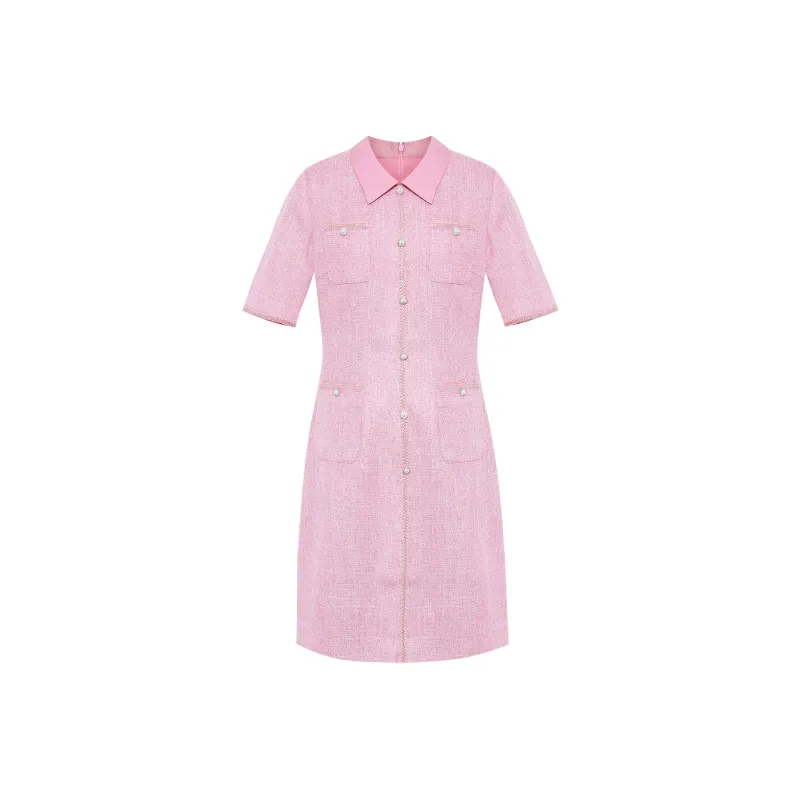 BBLLUUEE Short Sleeved Dress Women's Rose Pink-0