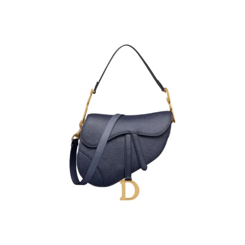 DIOR Saddle Calfskin Saddle Bag, One Shoulder Handbag Women's Dark Blue-0