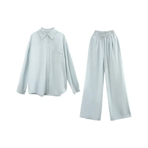 A Paradise For Awakening Shirt Matching Set Women's Light Blue