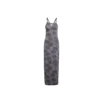 Adidas Originals Leopard Luxe 3-Stripes Maxi Dress Slip Dresses Women's Black