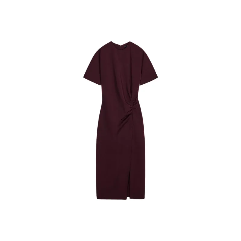 ZARA Short-Sleeved Dresses Women's Light Maroon-0