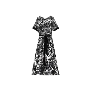 Wbwq Short-Sleeved Dresses Women's Black And White Florals