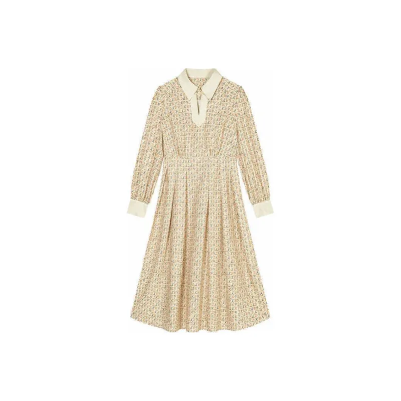 DKNY Long Sleeved Dress Women's Light Coffee-0