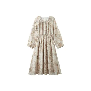 Still Quiet Long Sleeved Dress Women's Apricot/Multicolor