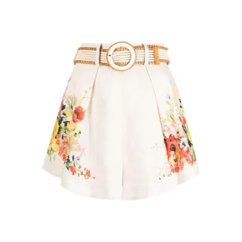 Zimmermann Alight Floral Printed Belted Tuck Shors